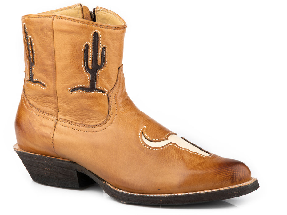 Stetson Womens Tempe Vintage Gold Leather Ankle Boots