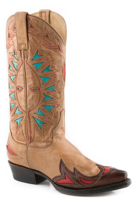 Stetson Womens Penny Gold Calf Leather Cowboy Boots