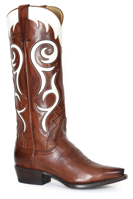 Stetson Womens Mavis Brown/White Calf Leather Cowboy Boots