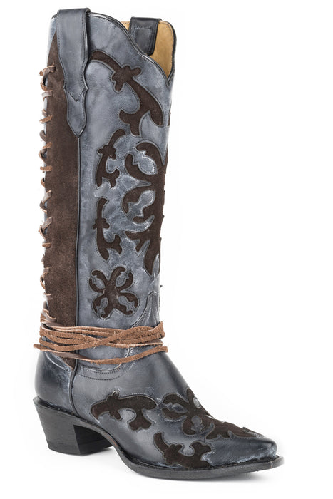 Stetson Ande Womens Black Leather Powder Glaze Fashion Boots