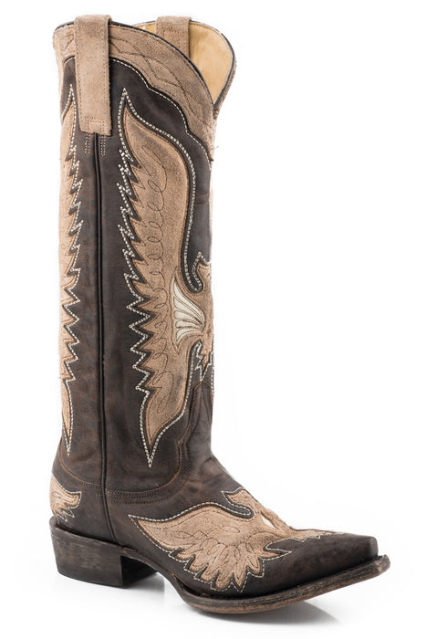 Stetson Womens Lottie Brown/Tan Leather Cowboy Boots