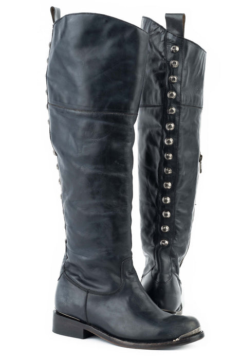 Stetson 18in OTK Womens Black Leather Era Fashion Boots