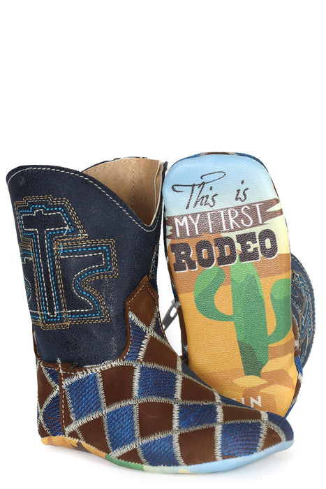 Tin Haul Infant Boys Rodeo Blue Blue/Brown Leather Cowboy Boots