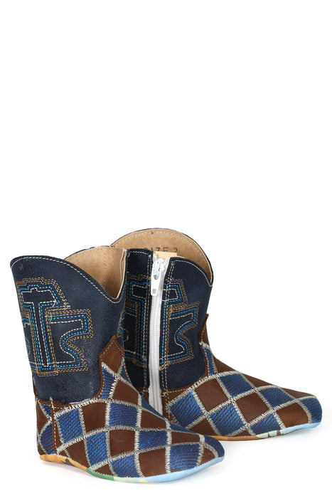 Tin Haul Infant Boys Rodeo Blue Blue/Brown Leather Cowboy Boots