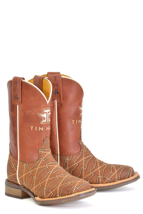 Tin Haul Kids Unisex Lil Mesquite Cognac Leather Cowboy Boots