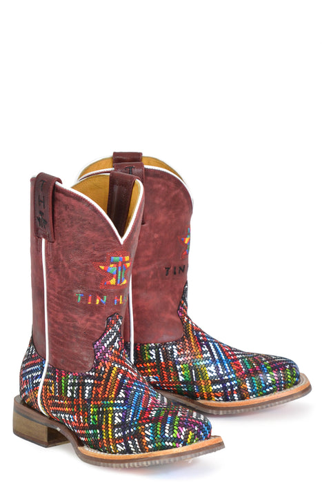 Tin Haul Kids Girls Prismatic Ikat Multi-Color Leather Cowboy Boots