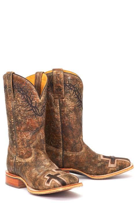 Tin Haul Mens Brown Leather John 316 Marbled Cowboy Boots