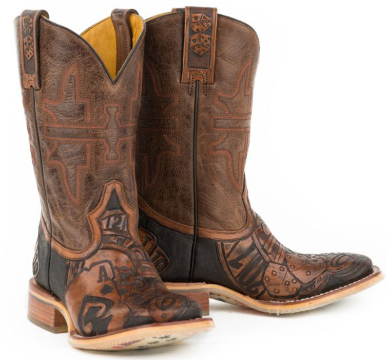 Tin Haul Mens Brown Leather The Gambler Cowboy Boots