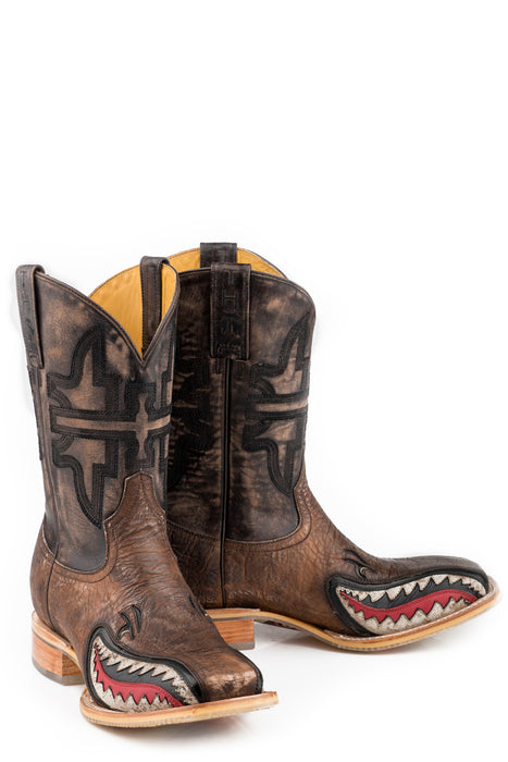 Tin Haul Mens Oily Brown Leather Warhawk Cowboy Boots