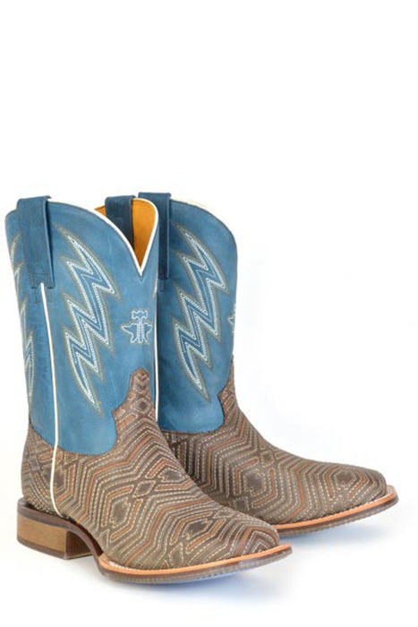 Tin Haul Mens Quantum Brown/Blue Leather Cowboy Boots