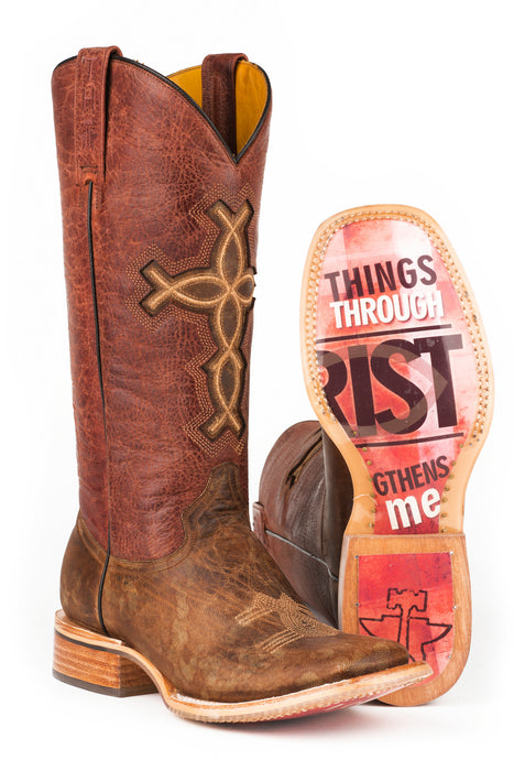 Tin Haul 4:13 Womens Red/Cognac Leather I Believe Cowboy Boots