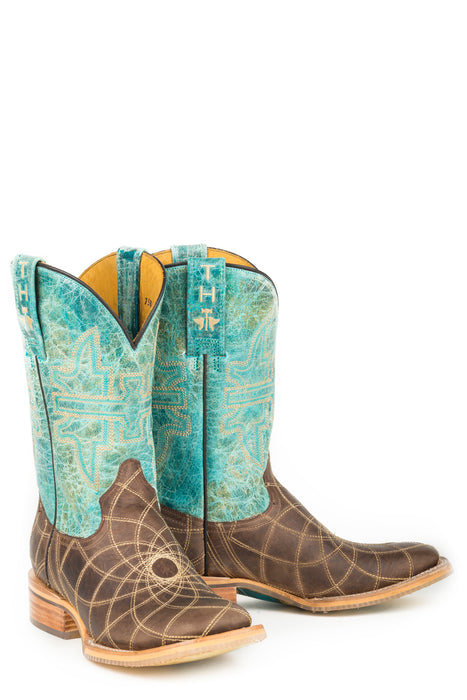 Tin Haul Womens Blue/Brown Leather Dreamcatcher Cowboy Boots