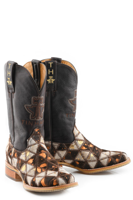 Tin Haul Womens Shaggy Diamonds Brown Leather Cowboy Boots