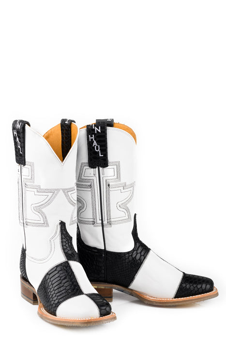 Tin Haul Womens Mondrian Black/White Leather Cowboy Boots