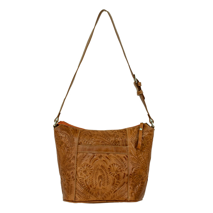 American West Womens Hitchin Post Natural Tan Leather Handbag Bag