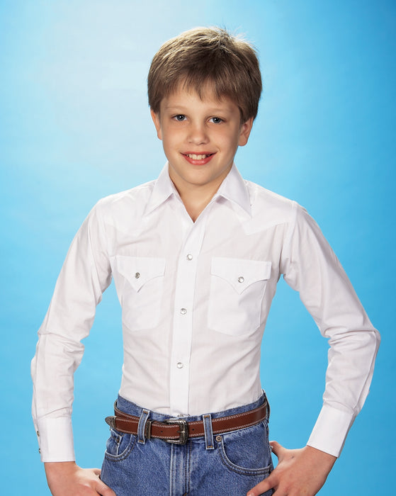 Ely & Walker Kids Boys Solid White Western Shirt L/S Cotton/Poly