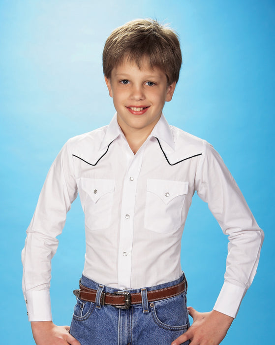 Ely & Walker Kids Boys Solid White Western Shirt L/S Poly/Cotton