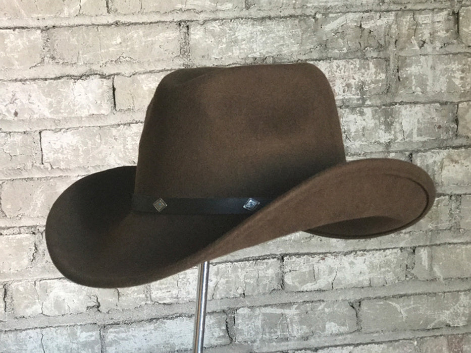 Rockmount Mens Brown Felt Magic Pinch Cowboy Hat