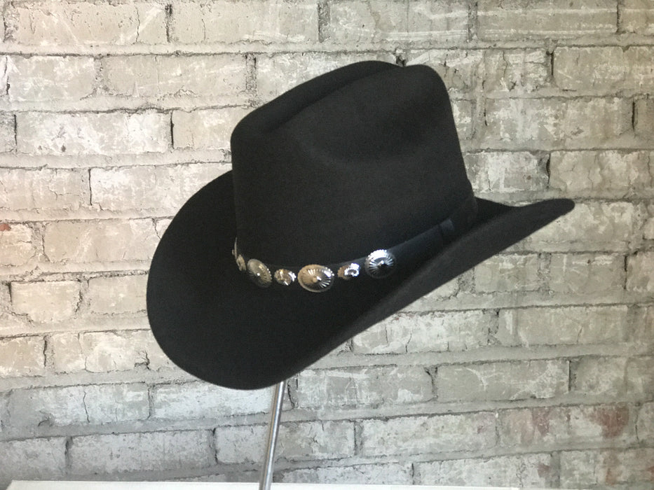 Rockmount Mens Black Felt Cowboy Concho Magic Pinch Hat