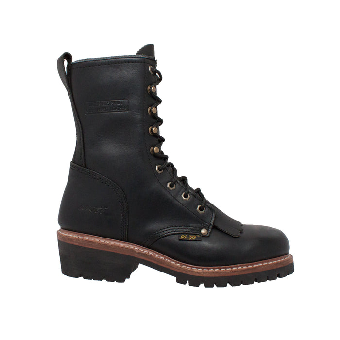 AdTec Mens Black 10in Fireman Logger Kiltie Leather Work Boots