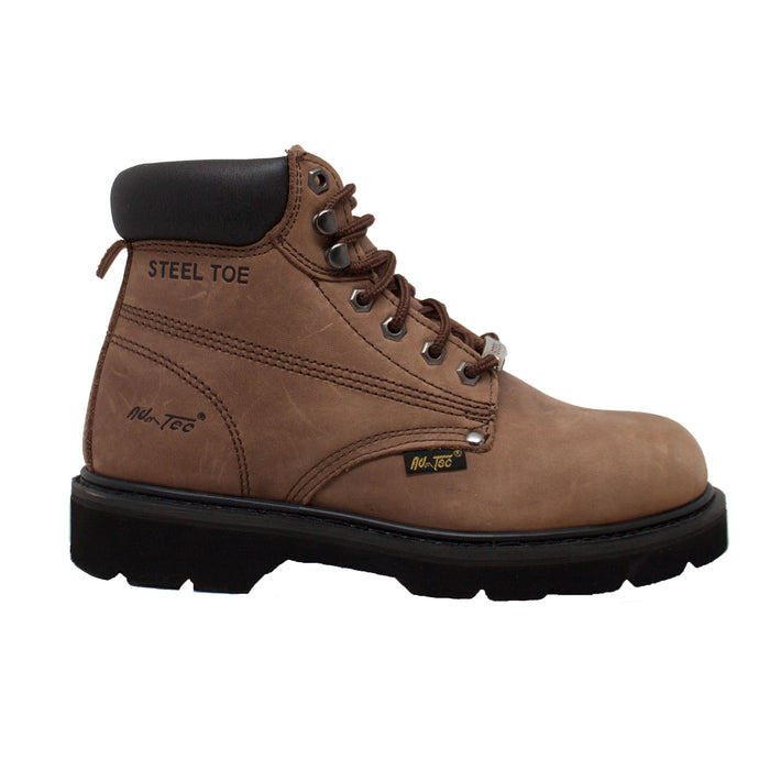 AdTec Mens Brown 6in Steel Toe Work Boot Leather Nubuck