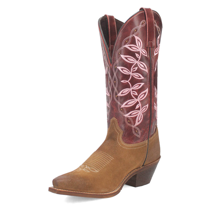 Laredo Womens Kama Honey/Red Leather Cowboy Boots