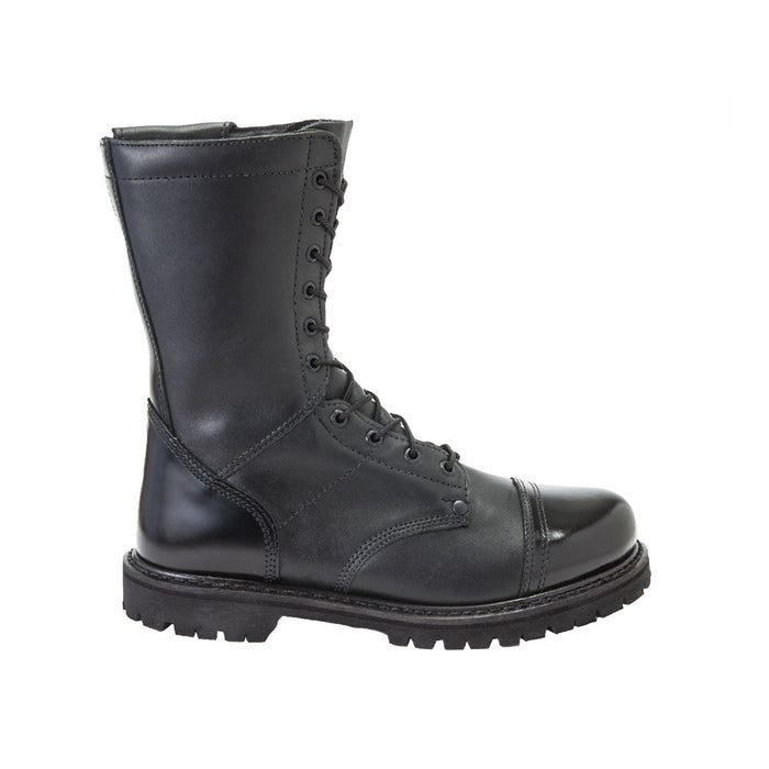 Rocky Mens Black Leather 10in Combat Zipper Jump Duty Boots