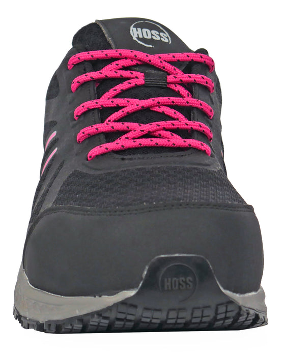 Hoss Boots Womens Express Black/Fuchsia Faux Leather Mesh Work Shoes