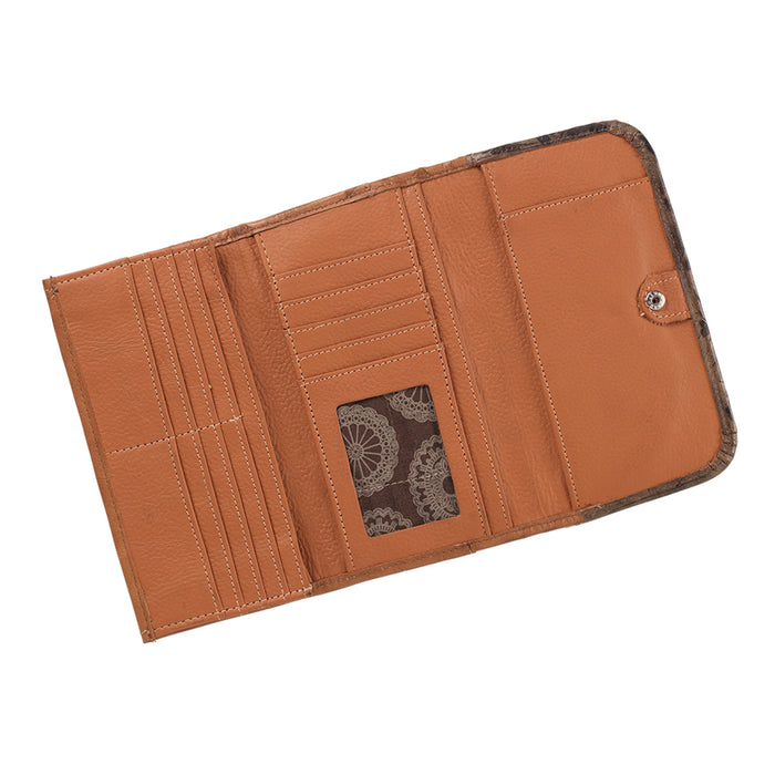 American West Womens Saddle Ridge Natural Tan Leather Trifold Wallet