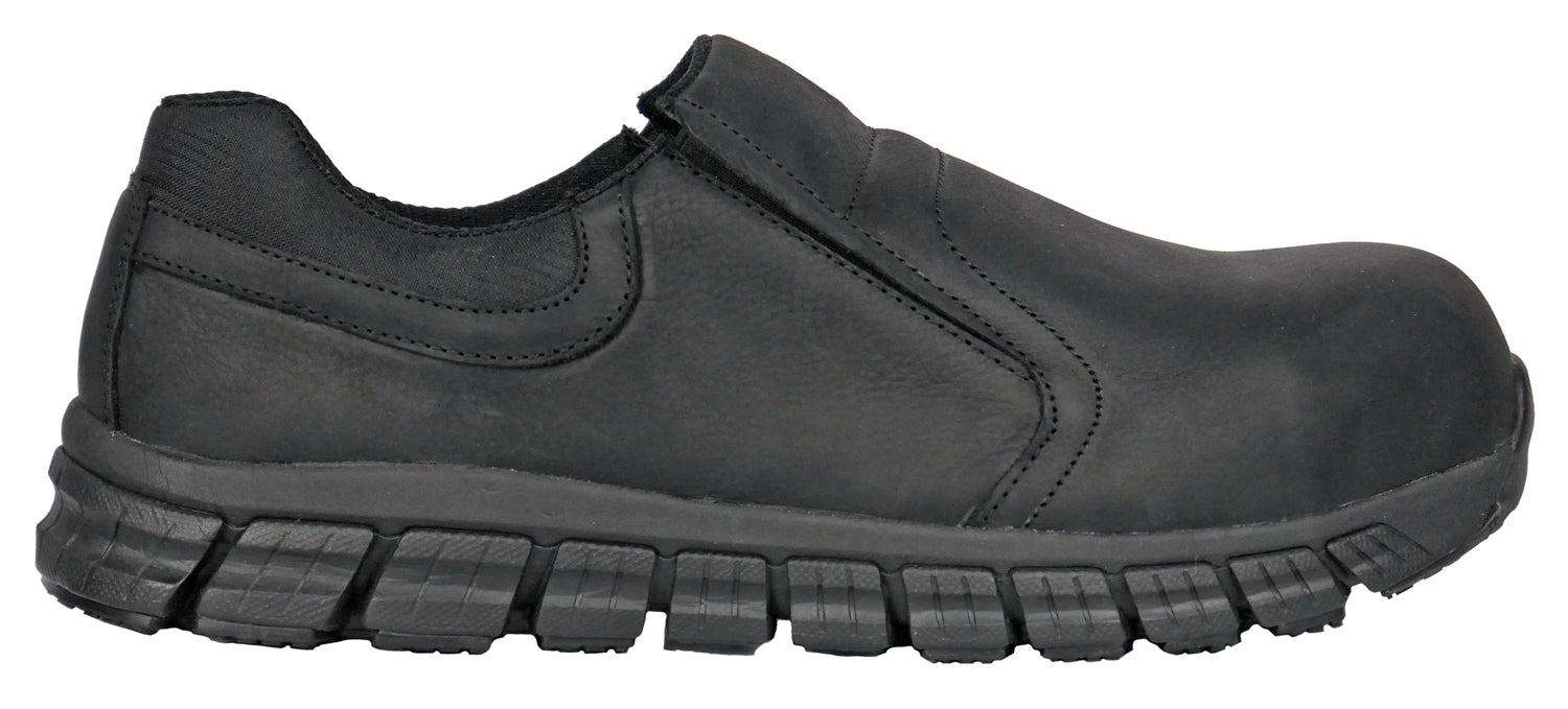 Hoss Boots Mens Black Leather Slipknot SD CT Slip-On Work Shoes