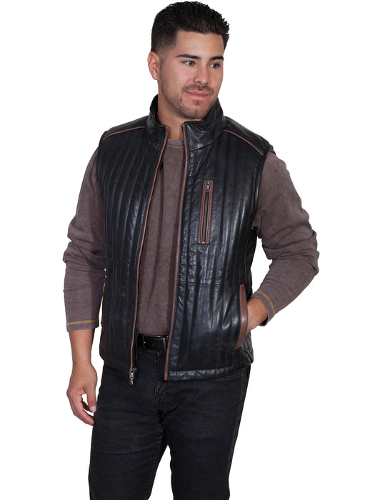 Scully Mens Black Italian Lamb Quilted Vest