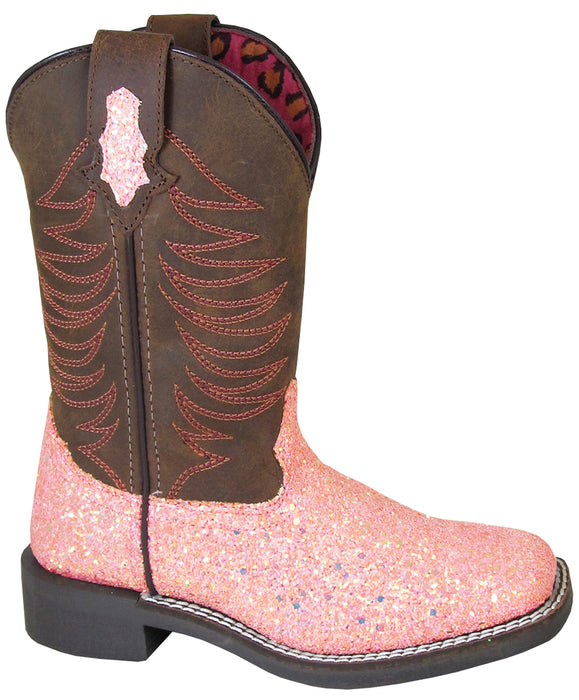 Smoky Mountain Children Girls Ariel Crazy Horse/Pink Leather Cowboy Boots