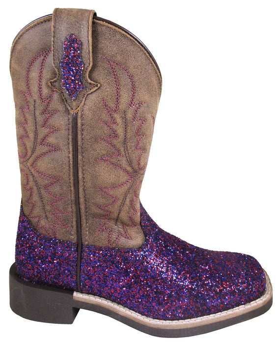 Smoky Mountain Children Girls Ariel Brown/Purple Leather Cowboy Boots