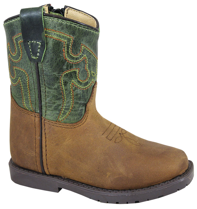 Smoky Mountain Toddler Boys Autry Brown/Green Leather Cowboy Boots