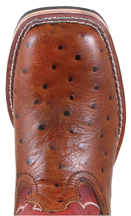 Smoky Mountain Youth Boys Cheyenne Cognac/Red Ostrich Print Cowboy Boots