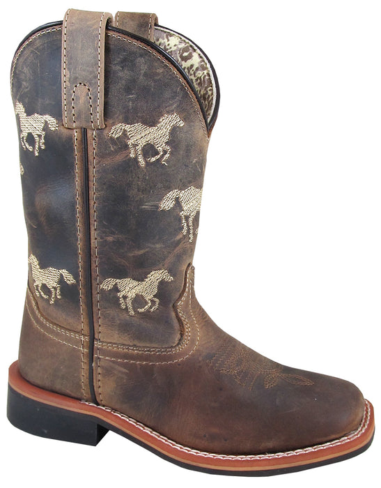 Smoky Mountain Childrens Boys Rancher Brown Leather Cowboy Boots