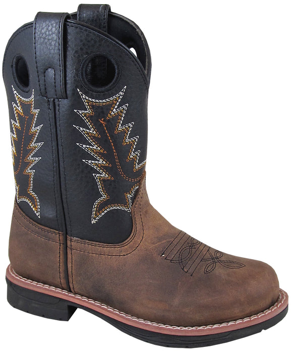 Smoky Mountain Childrens Boys Buffalo Brown/Black Leather Cowboy Boots