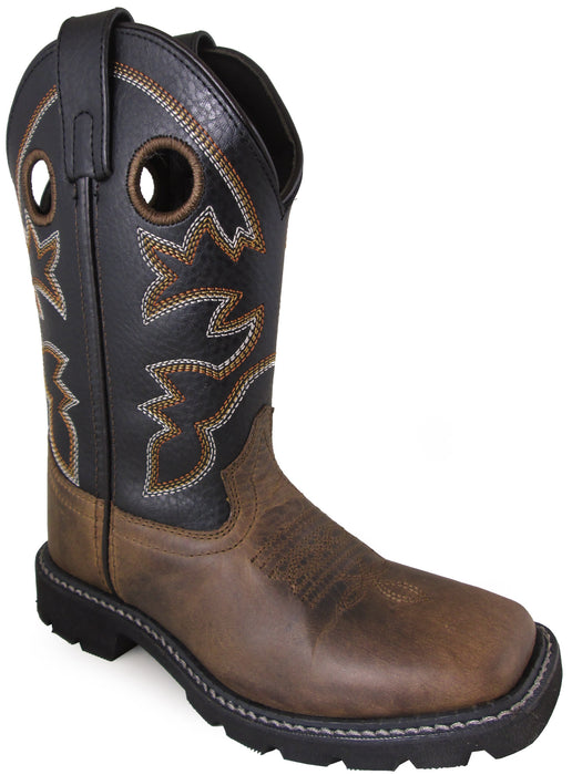 Smoky Mountain Youth Boys Stampede Brown/Black Leather Cowboy Boots