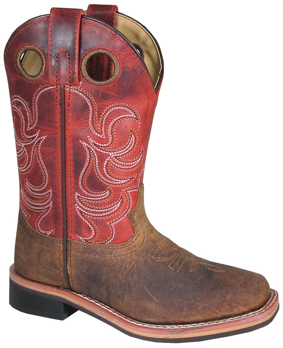 Smoky Mountain Childrens Boys Jesse Burnt Apple/Brown Leather Cowboy Boots