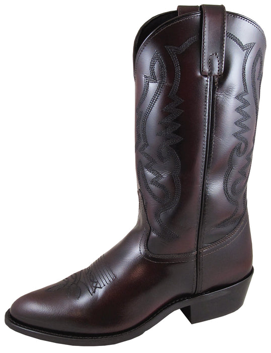 Smoky Mountain Mens Denver Black Cherry Leather Cowboy Boots