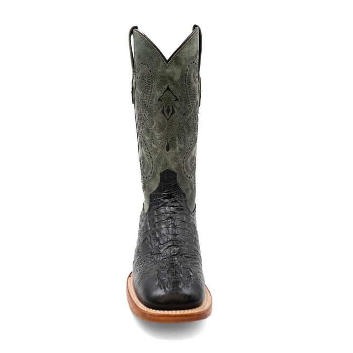 Ferrini Mens Black Leather Caiman Print S-Toe Stampede Cowboy Boots