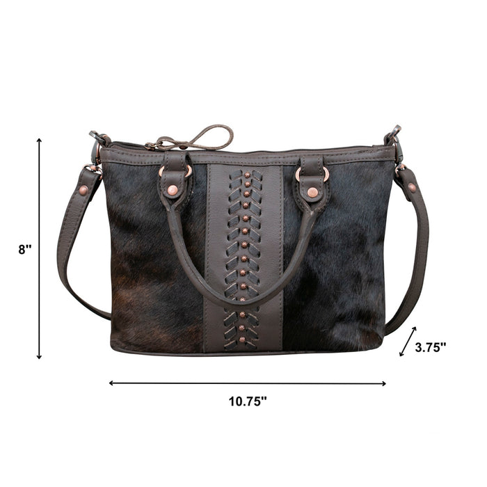 American West Womens Cow Town CC Brindle Hair-On Leather Handbag Bag