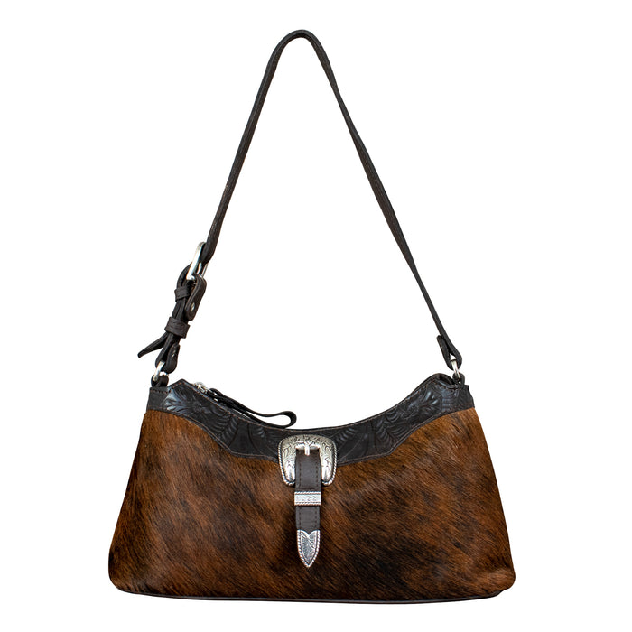 American West Womens Cow Town Hobo Brindle Hair-On Leather Handbag Bag