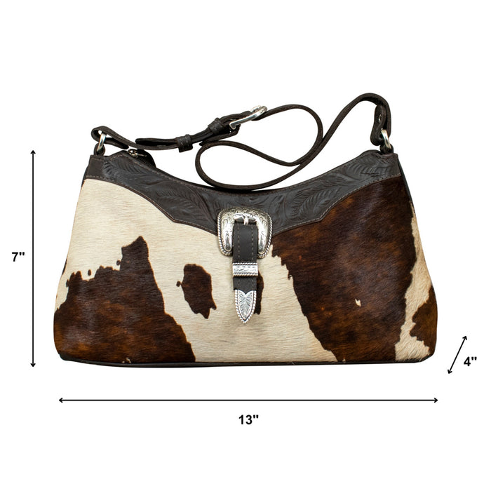 American West Womens Cow Town Hobo Pony Hair-On Leather Handbag Bag