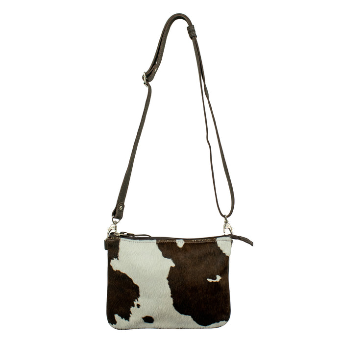 American West Womens Cowtown Zip Top Pony Hair-On Leather Crossbody Bag