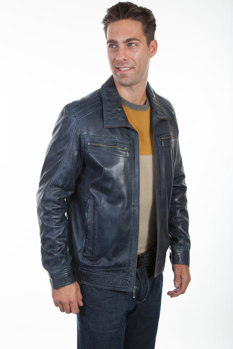 Scully Mens Denim Lamb Leather Retro Jacket