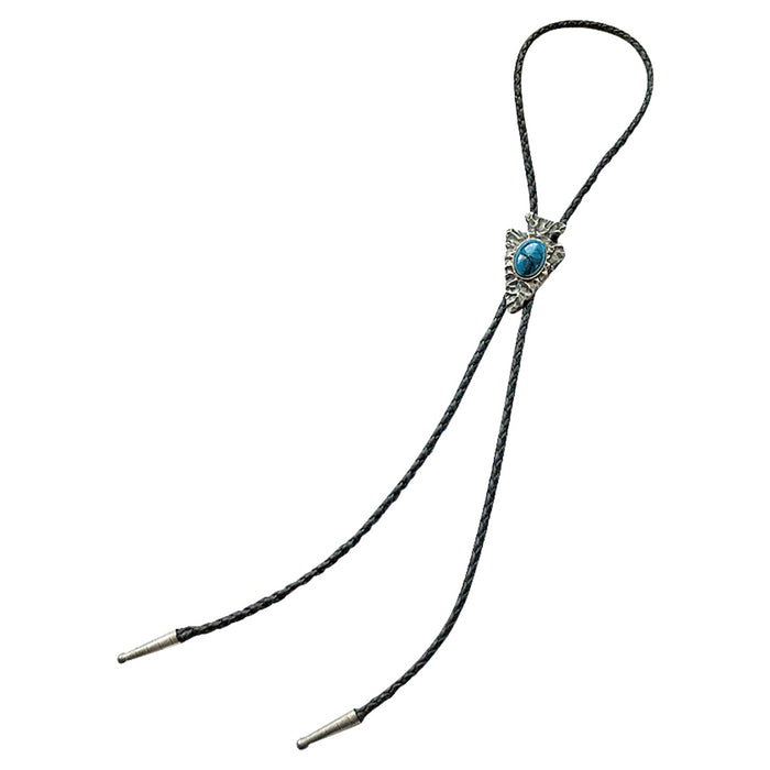 Rockmount Turquoise Faux Leather Silver Arrowhead Inlay Bolo Tie OS