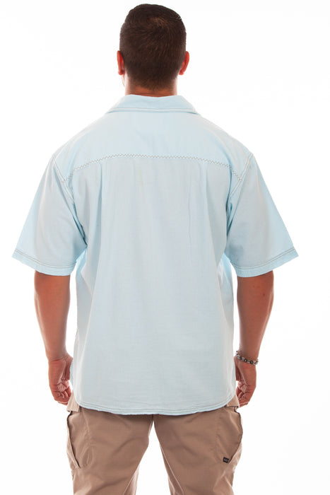 Scully Mens Aqua Sky 100% Cotton Traveler S/S Shirt