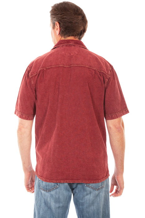 Scully Mens Burgundy 100% Cotton Traveler S/S Shirt