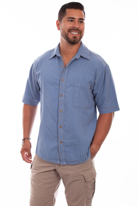 Scully Mens Citadel Blue 100% Cotton Traveler S/S Shirt